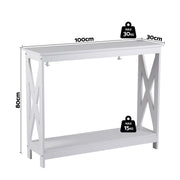 Artiss Console Table Entryway Hallway Display 2-Tier Narrow Sofa Table 100CM White FUR-U-CST-06-WH