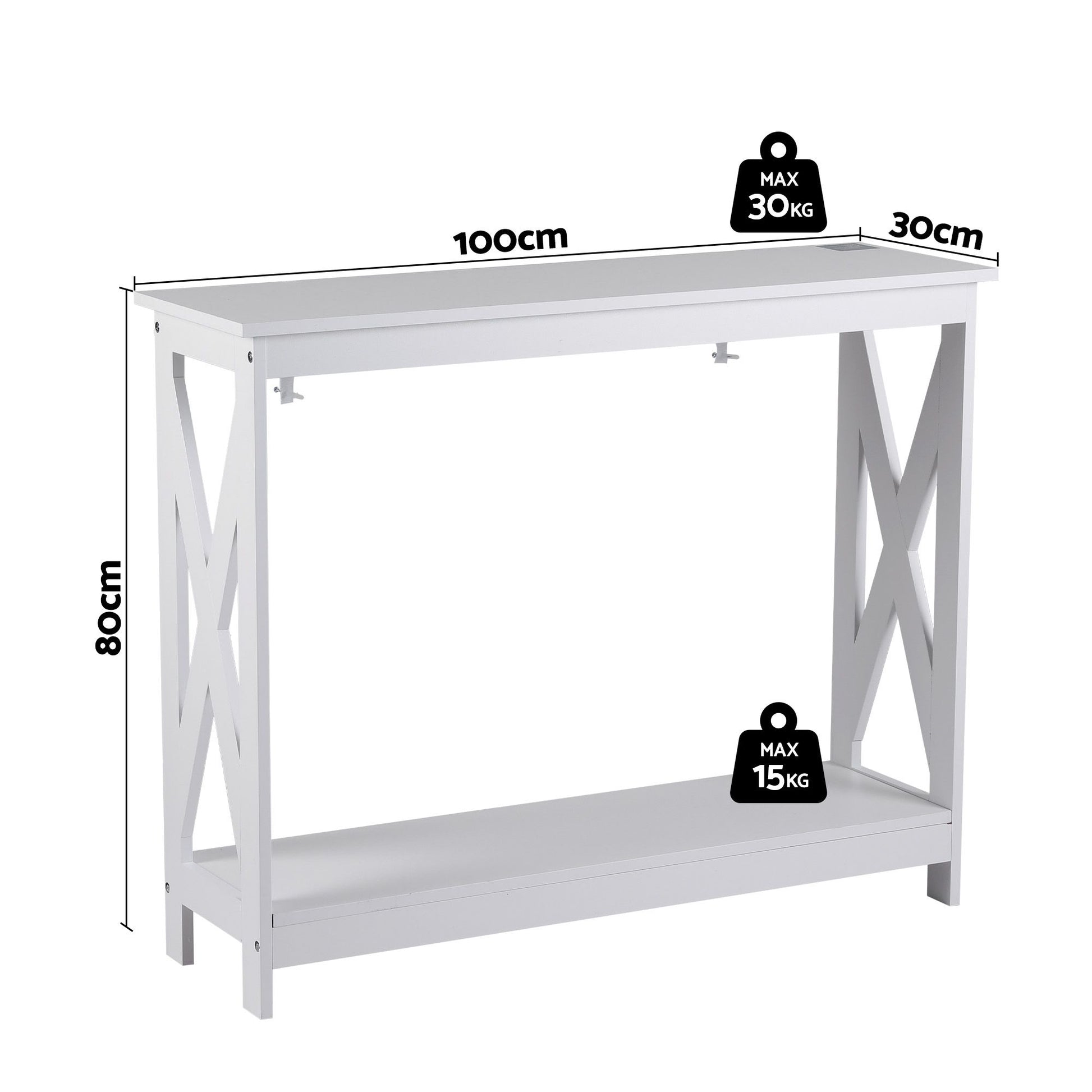 Artiss Console Table Entryway Hallway Display 2-Tier Narrow Sofa Table 100CM White FUR-U-CST-06-WH