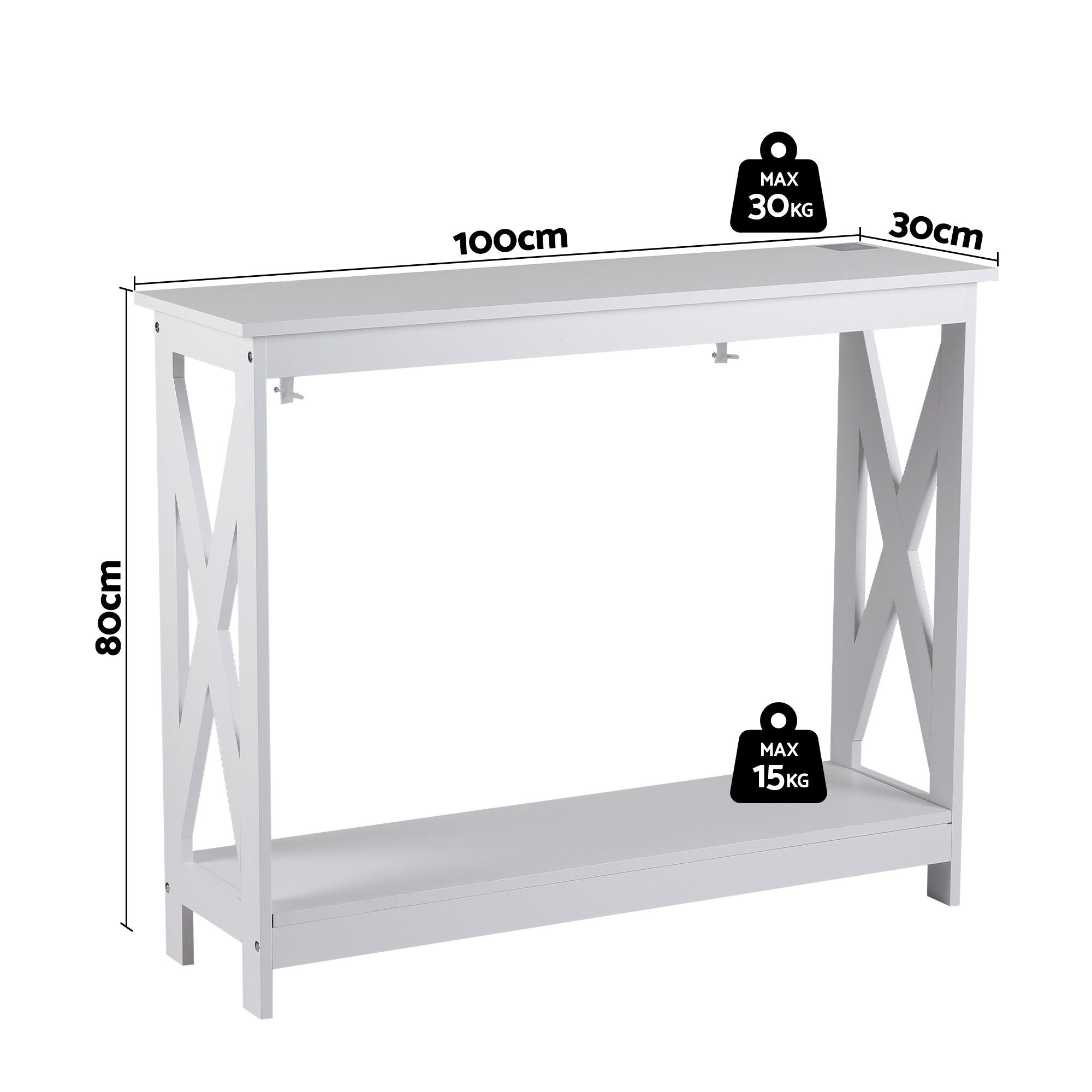 Artiss Console Table Entryway Hallway Display 2-Tier Narrow Sofa Table 100CM White FUR-U-CST-06-WH