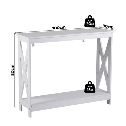 Artiss Console Table Entryway Hallway Display 2-Tier Narrow Sofa Table 100CM White FUR-U-CST-06-WH