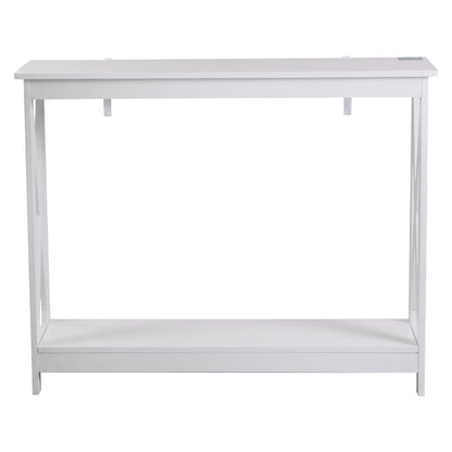 Artiss Console Table Entryway Hallway Display 2-Tier Narrow Sofa Table 100CM White FUR-U-CST-06-WH