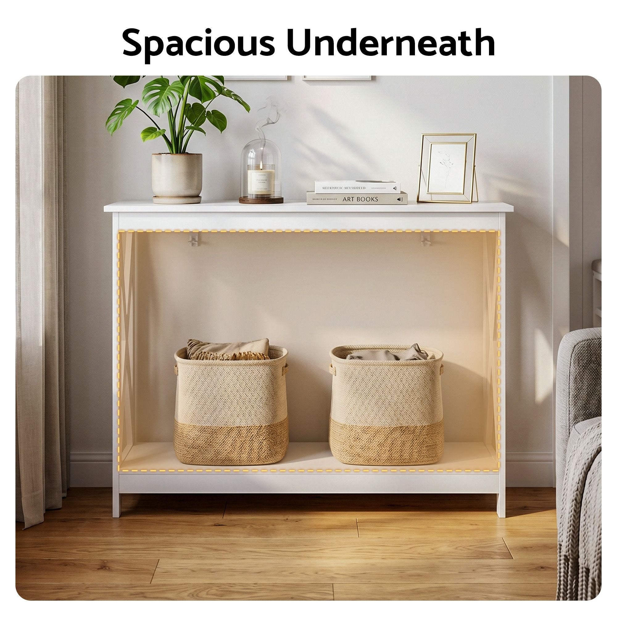 Artiss Console Table Entryway Hallway Display 2-Tier Narrow Sofa Table 100CM White FUR-U-CST-06-WH
