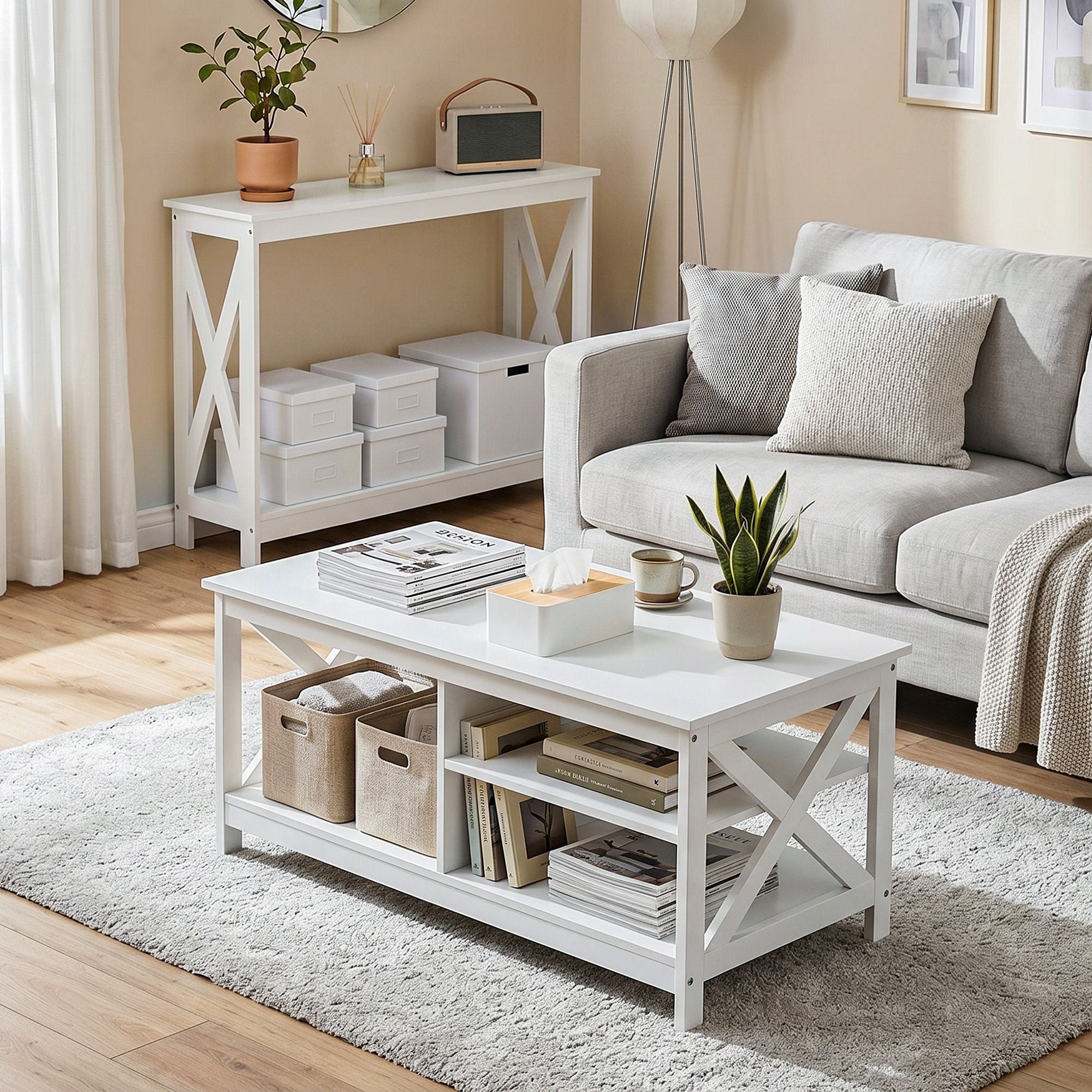 Artiss Console Table Entryway Hallway Display 2-Tier Narrow Sofa Table 100CM White FUR-U-CST-06-WH