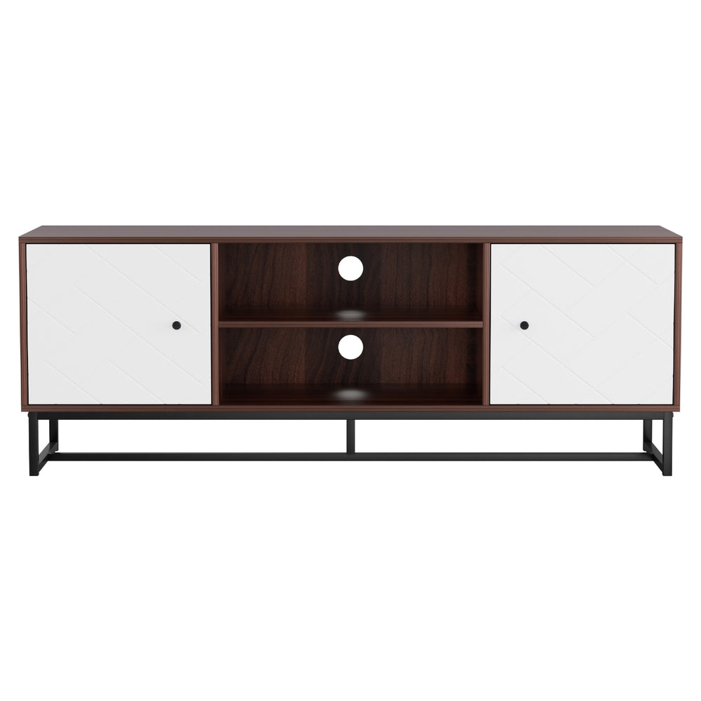 Artiss TV Unit 150cm Storage Shelves Walnut White FUR-U-CT03-TV150-WALWH-AB