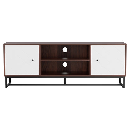 Artiss TV Unit 150cm Storage Shelves Walnut White FUR-U-CT03-TV150-WALWH-AB