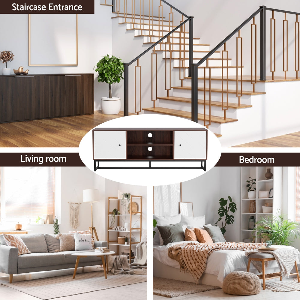 Artiss TV Unit 150cm Storage Shelves Walnut White FUR-U-CT03-TV150-WALWH-AB