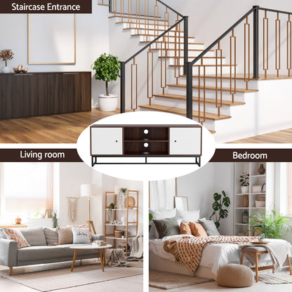 Artiss TV Unit 150cm Storage Shelves Walnut White FUR-U-CT03-TV150-WALWH-AB