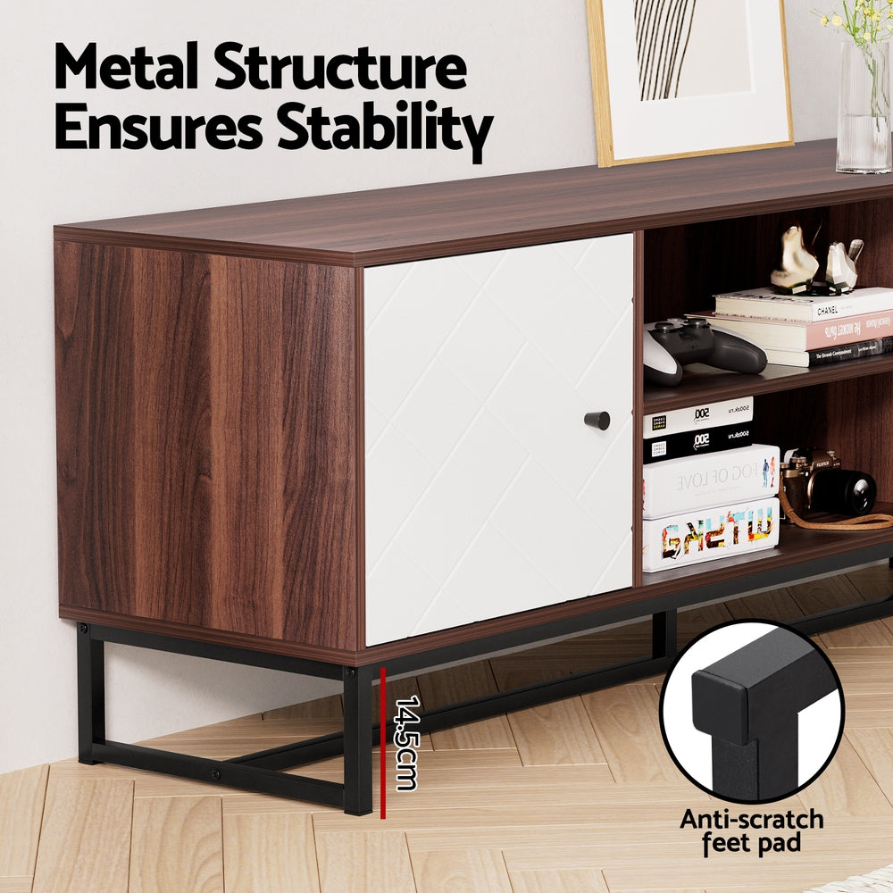 Artiss TV Unit 150cm Storage Shelves Walnut White FUR-U-CT03-TV150-WALWH-AB
