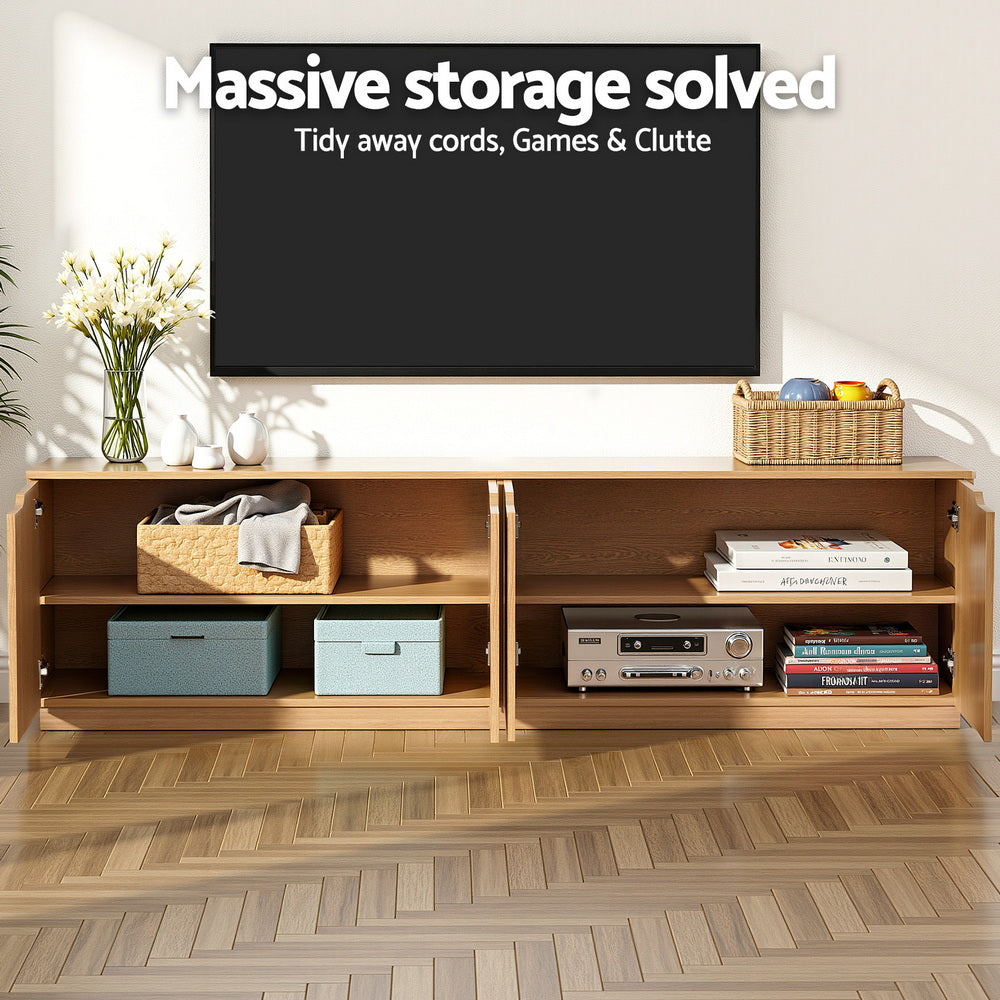 Artiss TV Unit Entertainment Unit Storage Cabinet 180cm Pine FUR-U-CT04-TV180-WD-AB