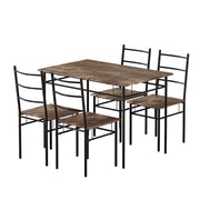 Artiss Dining Table and Chairs Set 5PCS Industrial Wooden Metal Desk Walnut FUR-U-DSET-01-BR