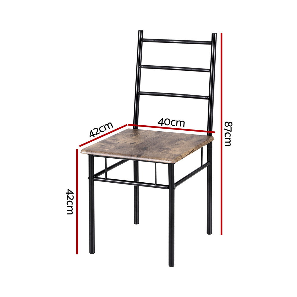 Artiss Dining Table and Chairs Set 5PCS Industrial Wooden Metal Desk Walnut FUR-U-DSET-01-BR