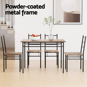 Artiss Dining Table and Chairs Set 5PCS Industrial Wooden Metal Desk Walnut FUR-U-DSET-01-BR
