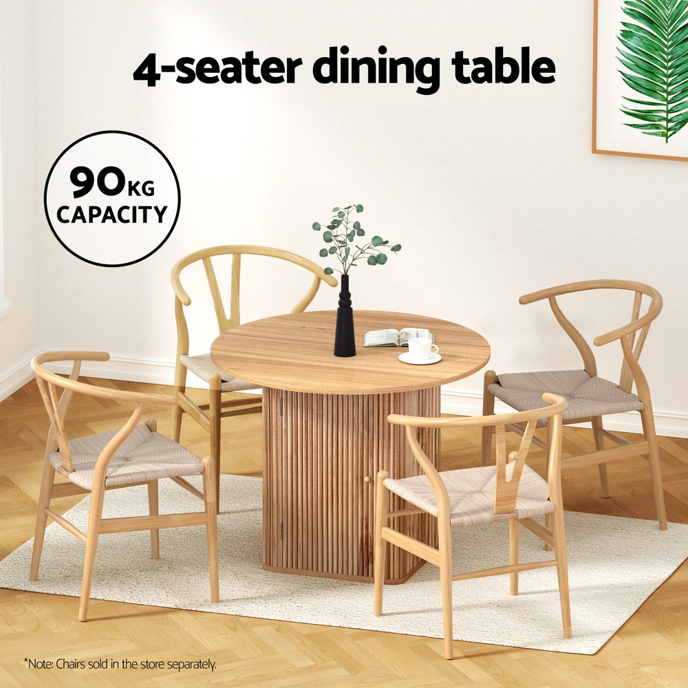1M Artiss Dining Table Storage Base FUR-U-DTAB-RD-WD-AB