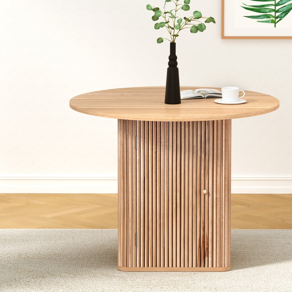1M Artiss Dining Table Storage Base FUR-U-DTAB-RD-WD-AB