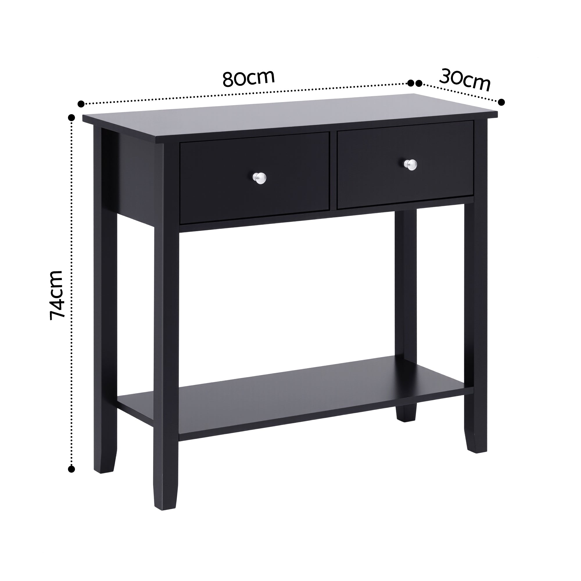 Artiss Console Table Hallway Sofa Entryway Entrance 2 Drawers 80CM Black FUR-U-HS-2D1S-BK