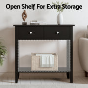 Artiss Console Table Hallway Sofa Entryway Entrance 2 Drawers 80CM Black FUR-U-HS-2D1S-BK