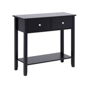 Artiss Console Table Hallway Sofa Entryway Entrance 2 Drawers 80CM Black FUR-U-HS-2D1S-BK