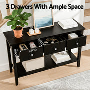 Artiss Console Table Hallway Sofa Entryway Entrance 3 Drawers 100CM Black FUR-U-HS-3D1S-BK
