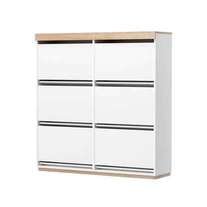 Artiss Shoe Rack Cabinet 3-Tier 45 Pairs White FUR-U-SHOE-6D-WHWD-AB