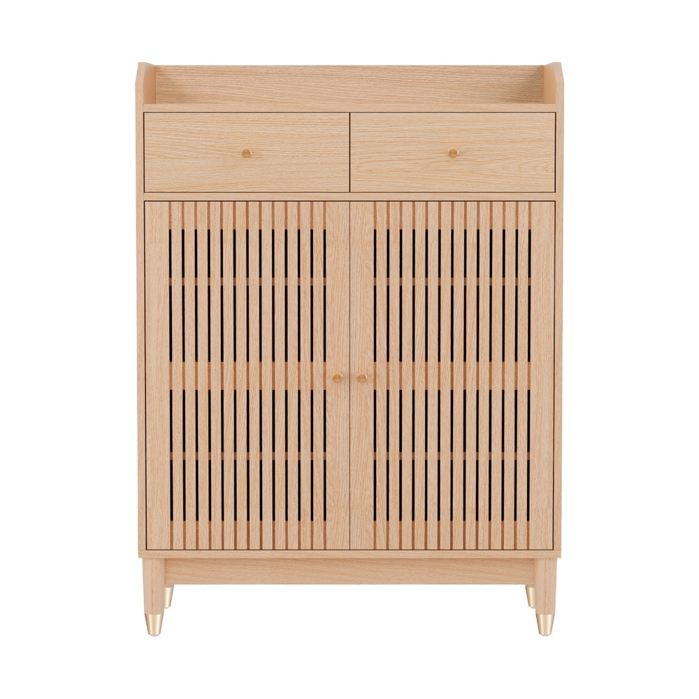 Artiss Shoe Rack Cabinet 4-Tier 16 Pairs Pine FUR-U-SHOE-80-WD-AB