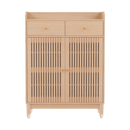 Artiss Shoe Rack Cabinet 4-Tier 16 Pairs Pine FUR-U-SHOE-80-WD-AB