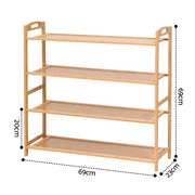 Artiss 4 Tier Shoe Rack Bamboo Storage Organiser Pine FUR-U-SHOE-BAM-4T
