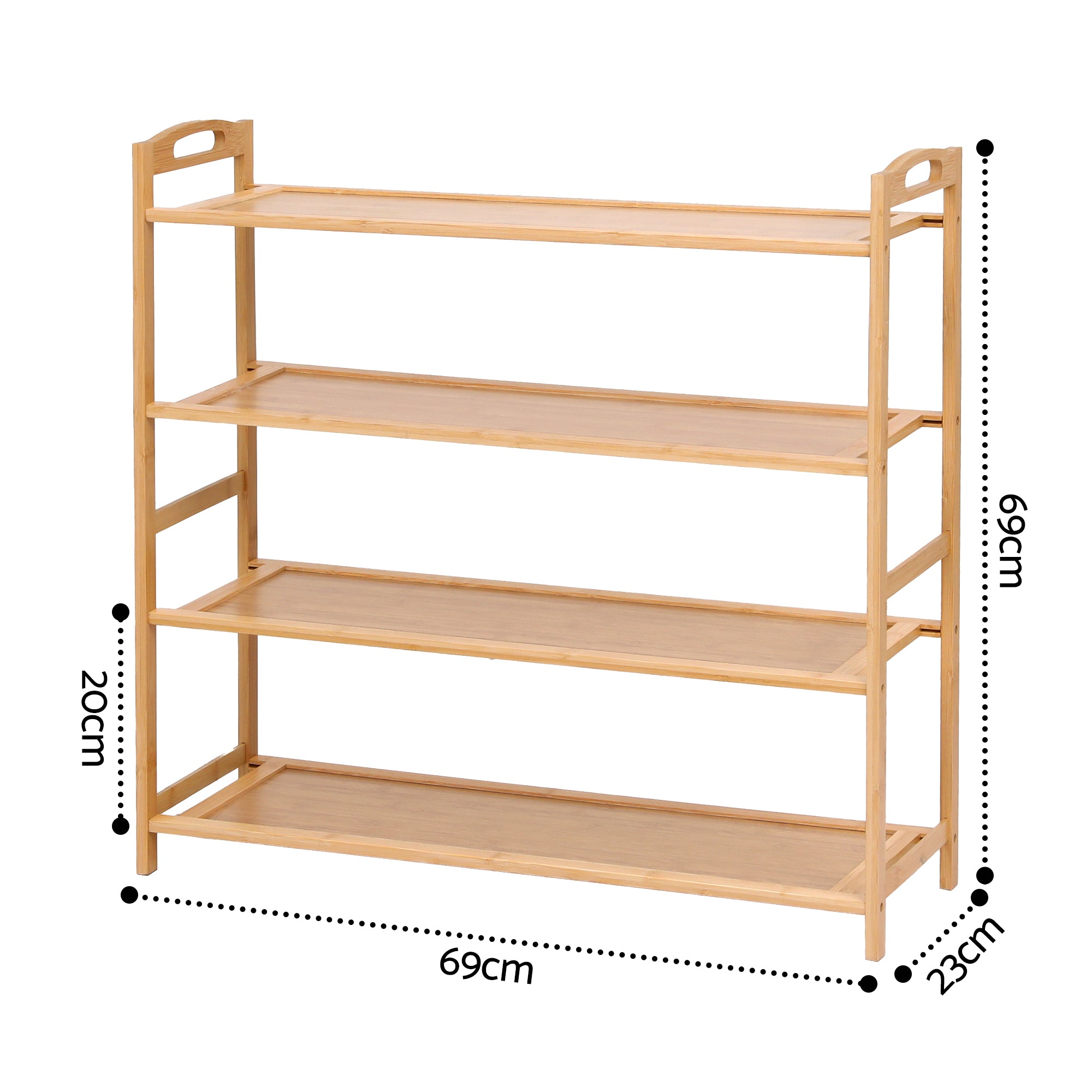 Artiss 4 Tier Shoe Rack Bamboo Storage Organiser Pine FUR-U-SHOE-BAM-4T