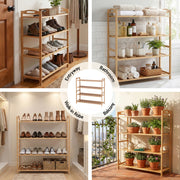 Artiss 4 Tier Shoe Rack Bamboo Storage Organiser Pine FUR-U-SHOE-BAM-4T