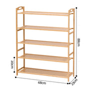 Artiss 5 Tier Shoe Rack Bamboo Storage Organiser Pine FUR-U-SHOE-BAM-5T