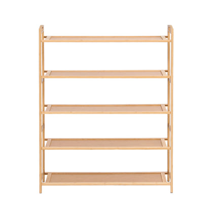Artiss 5 Tier Shoe Rack Bamboo Storage Organiser Pine FUR-U-SHOE-BAM-5T