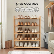 Artiss 5 Tier Shoe Rack Bamboo Storage Organiser Pine FUR-U-SHOE-BAM-5T