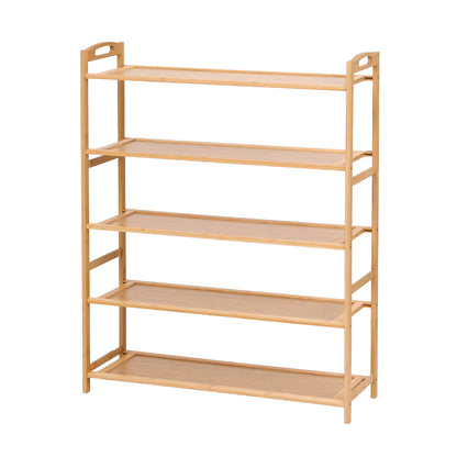 Artiss 5 Tier Shoe Rack Bamboo Storage Organiser Pine FUR-U-SHOE-BAM-5T