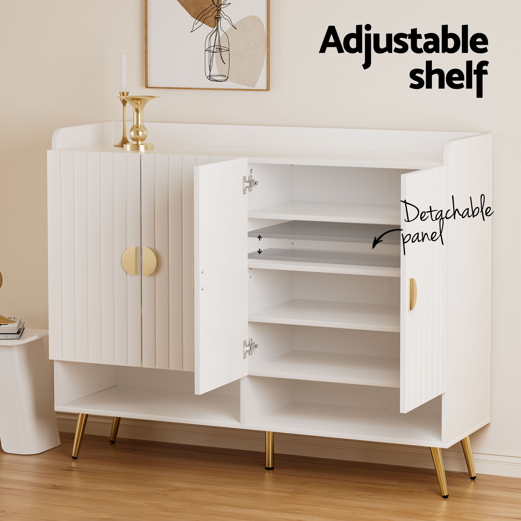 Artiss Shoe Cabinet Bench Set Adjustable Shelf Hallway Living Room White FUR-U-SHOE-BEN01-WH