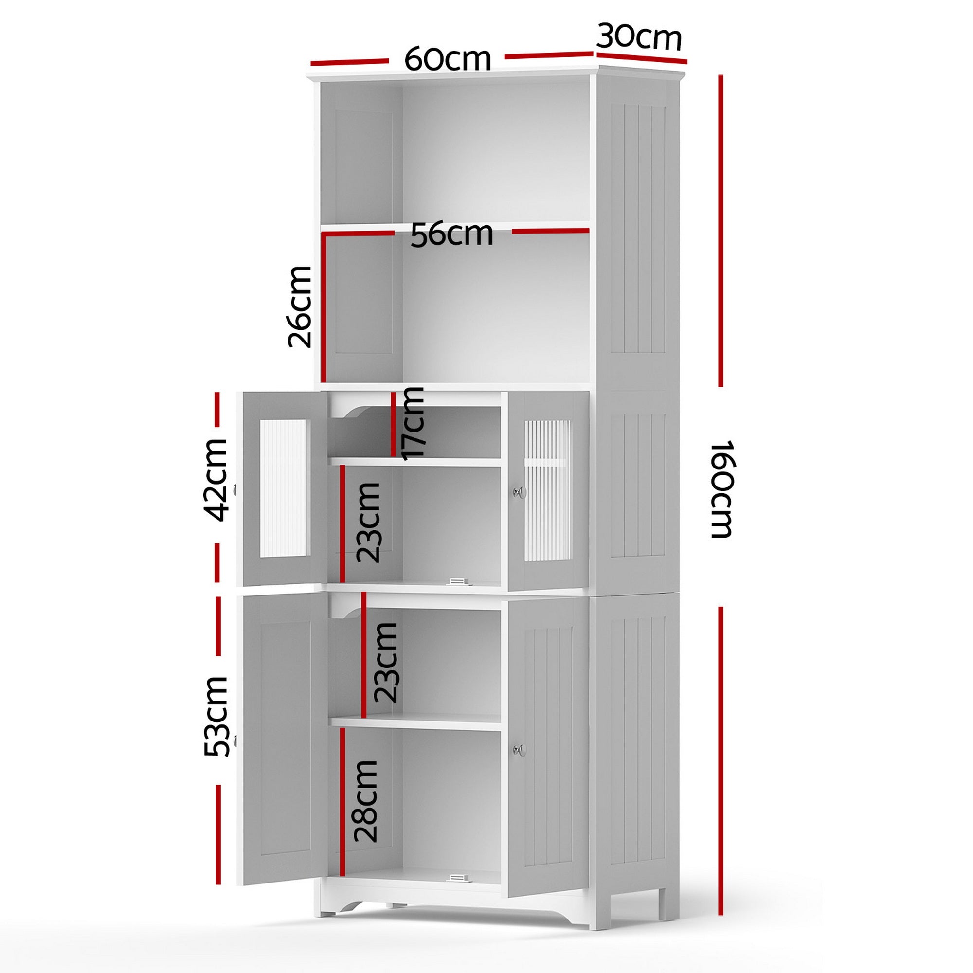 Artiss 2x Buffet Sideboard Cabinet Pantry Kitchen Bathroom Storage Cupboard FUR-U-SID160-WH-ABX2