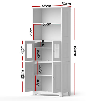 Artiss 2x Buffet Sideboard Cabinet Pantry Kitchen Bathroom Storage Cupboard FUR-U-SID160-WH-ABX2