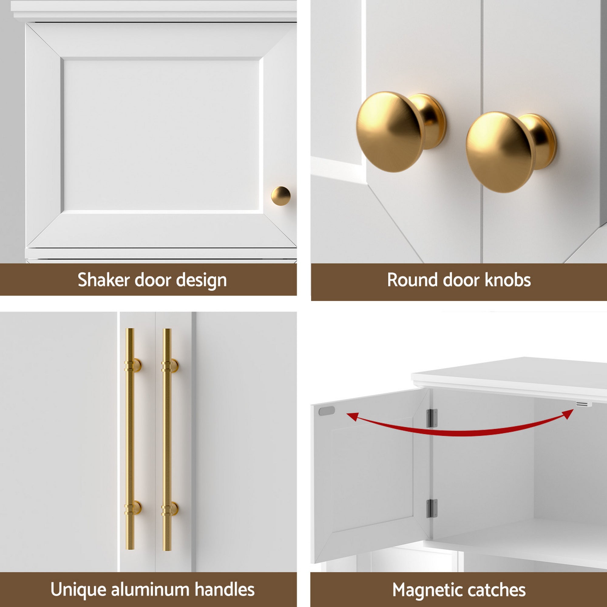 Artiss Buffet Sideboard Cabinet Pantry Kitchen Storage Cupboard Drawers Doors FUR-U-SID200-WH-ABC