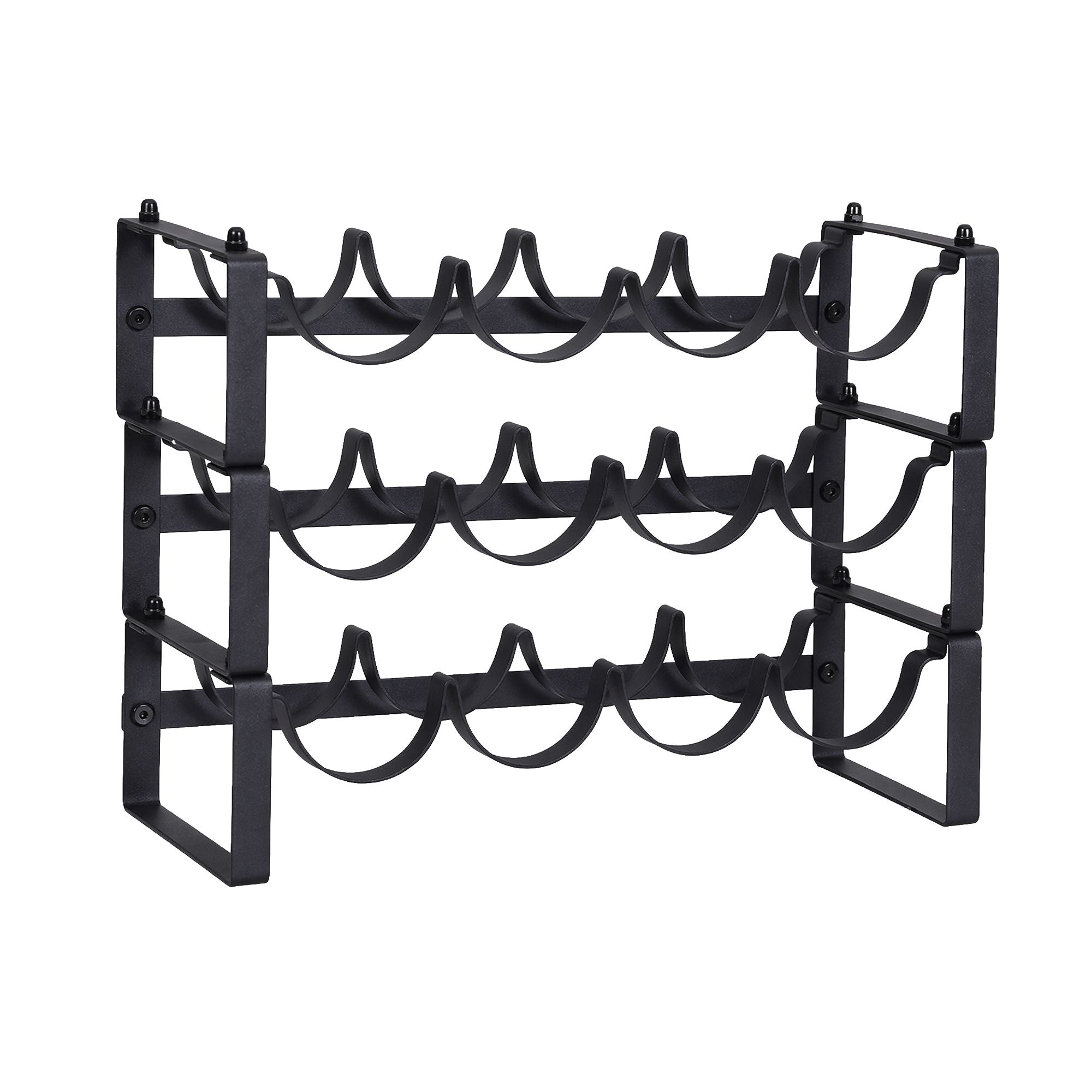 Artiss 3-Tier Wine Rack Metal Freestanding 12 Bottles Modular Countertop Wine Display Shelf Black