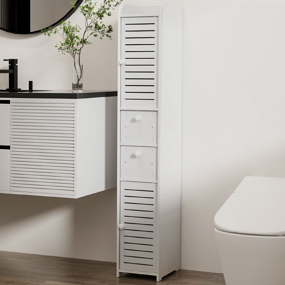 Artiss Bathroom Toilet Storage Cabinet Laundry Tallboy Cupboard Slim Corner FUR-V-BATH-118-WH