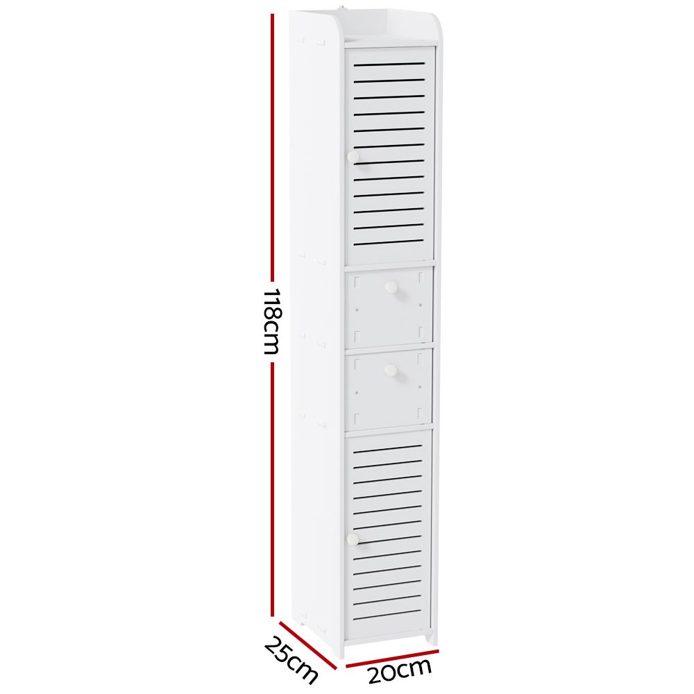Artiss 2X Bathroom Toilet Storage Cabinet Laundry Tallboy Cupboard FUR-V-BATH-118-WHX2