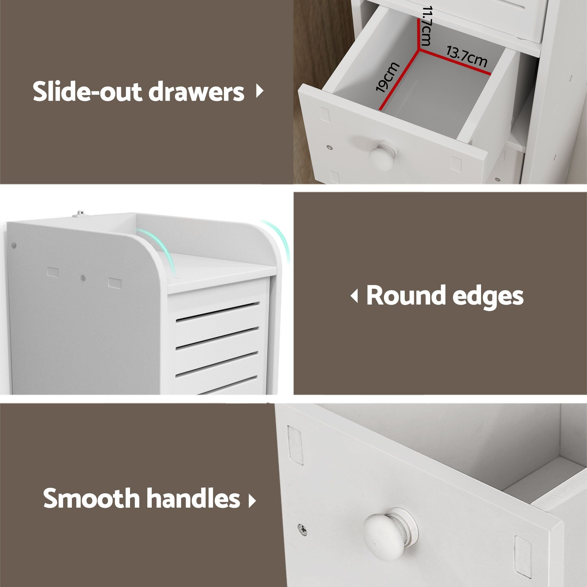 Artiss 2X Bathroom Toilet Storage Cabinet Laundry Tallboy Cupboard FUR-V-BATH-118-WHX2