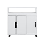 Artiss Bathroom Storage Cabinet Toilet Caddy Shelf 3 Doors With Wheels White FUR-V-BATH02-WH
