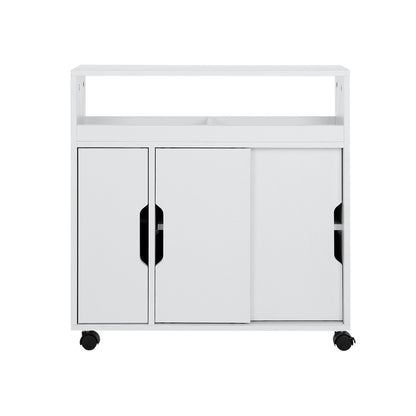 Artiss Bathroom Storage Cabinet Toilet Caddy Shelf 3 Doors With Wheels White FUR-V-BATH02-WH