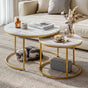 Artiss Nesting Coffee Table Set of 2 Round Marble Effect 70/50cm White & Gold FUR-V-COF-01-MBGD