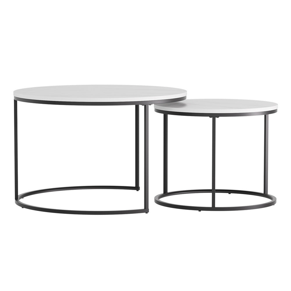 Artiss Nesting Coffee Table Set of 2 Marble Effect FUR-V-COF-01-MBWH