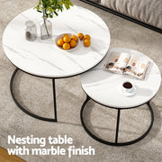 Artiss Nesting Coffee Table Set of 2 Marble Effect FUR-V-COF-01-MBWH