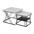 Artiss Nesting Coffee Table Set of 2 Marble Effect FUR-V-COF-02-MBWH