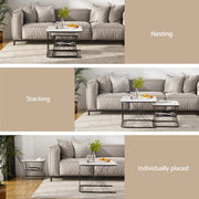 Artiss Nesting Coffee Table Set of 2 Marble Effect FUR-V-COF-02-MBWH