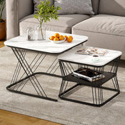 Artiss Nesting Coffee Table Set of 2 Marble Effect FUR-V-COF-02-MBWH