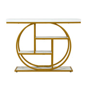 Artiss Console Table Marble Effect 4-Tier Shelves 105CM White&Gold FUR-V-CST-01-MBWH