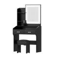 Artiss Dressing Table Set Stool Led Black FUR-V-DRESS03-LED-BK-AB
